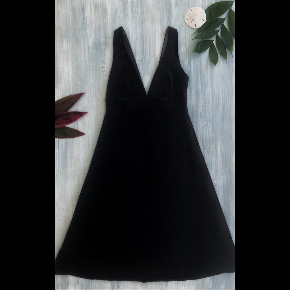 J. Crew V-Neck Tea Length Black Dress